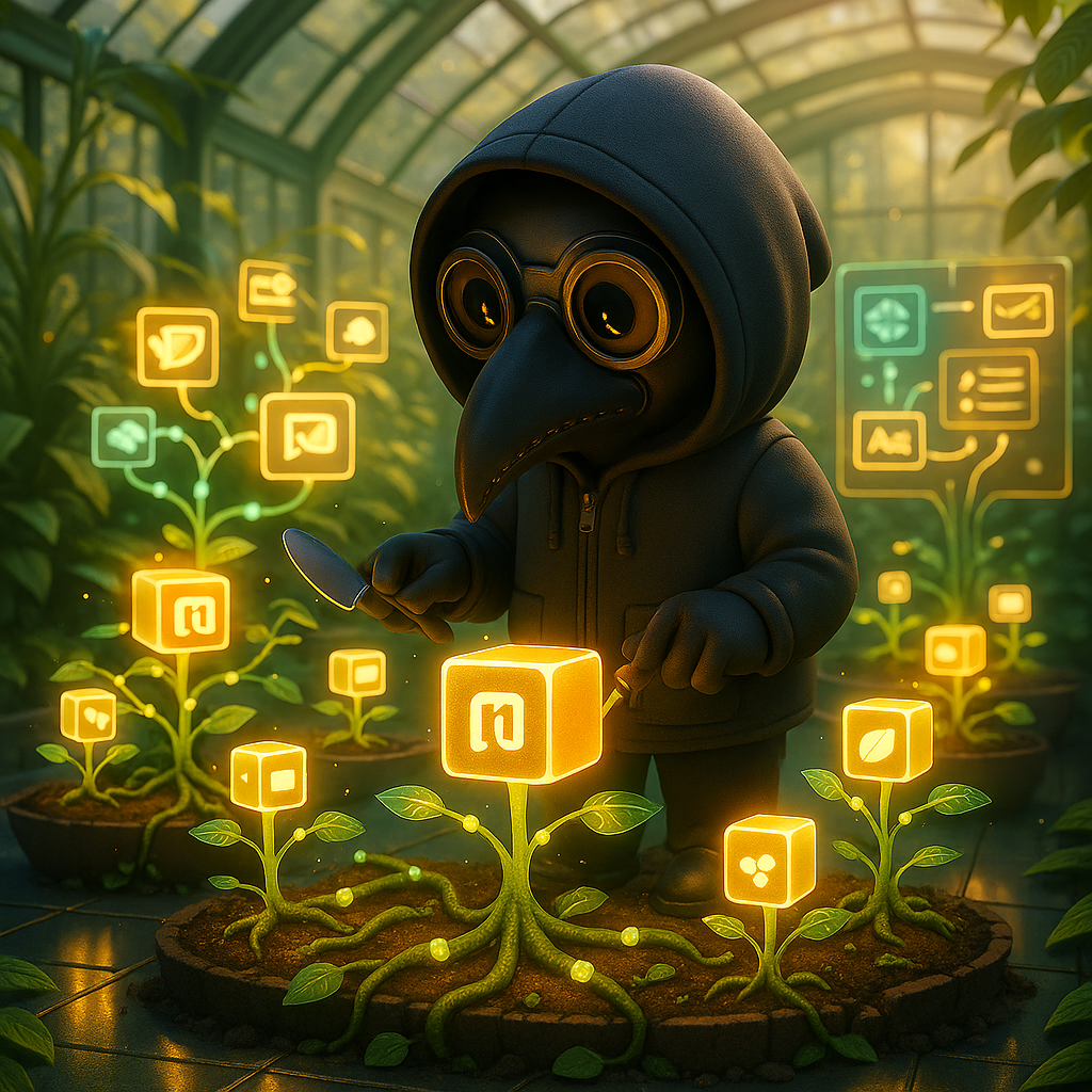 Médecin de peste et plantes lumineuses