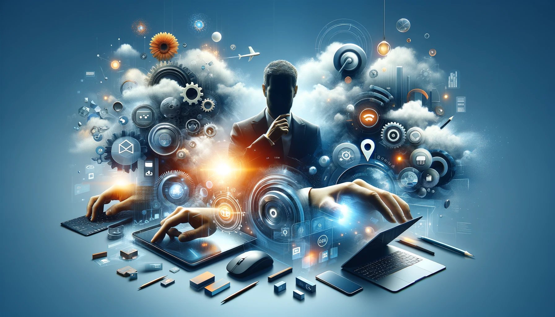 DALL·E 2024-03-19 16.57.22 - Create a sleek and smooth wide-format image that abstractly conveys the professional and cutting-edge services of a digital consulting agency. The ima